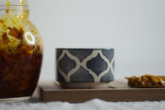 Country Clay-Chutney Bowl (Moroccan, Grey and White) Made of Ceramic by Country Clay