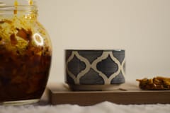 Country Clay-Chutney Bowl (Moroccan, Grey and White) Made of Ceramic by Country Clay