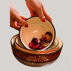 Country Clay-Bowl Set (Orange and Grey) - Set of 3 Made of Ceramic by Country Clay