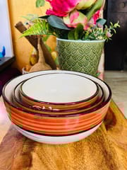 Country Clay-Bowl Set (Orange and Grey) - Set of 3 Made of Ceramic by Country Clay