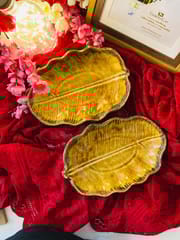 Country Clay-Banana Leaf Platter (Brown and Yellow, Big) Made of Ceramic by Country Clay