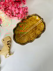 Country Clay-Banana Leaf Platter (Brown and Yellow, Big) Made of Ceramic by Country Clay