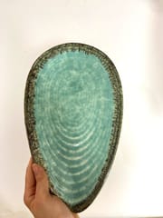 Country Clay-Almond Platter (Turquoise, Big) Made of Ceramic by Country Clay