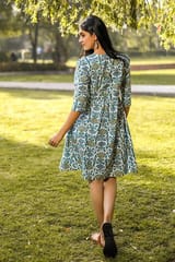Sootisyahi 'Lotus in the lake' Azofree Handblock Printed Pure Cotton Dress