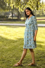 Sootisyahi 'Lotus in the lake' Azofree Handblock Printed Pure Cotton Dress