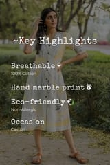 Sootisyahi 'Lemonade' Handmarble Printed Pure Cotton Dress