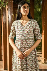 Sootisyahi 'Bloom Burst' Azofree Handblock Printed Pure Cotton Dress