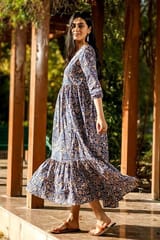 Sootisyahi 'Royal Regime' Azofree Handblock Printed Pure Cotton Dress