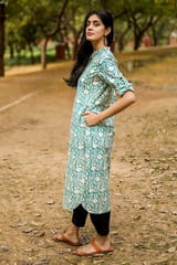 Sootisyahi 'Garden Glory' Azofree Handblock Printed Pure Cotton Kurti