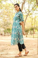 Sootisyahi 'Buds and Bushes' Azofree Handblock Printed Pure Cotton Kurti