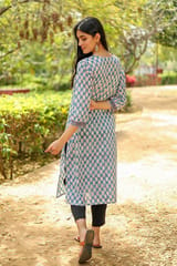 Sootisyahi 'Verdant Floret' Azofree Handblock Printed Pure Cotton Kurti