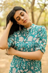 Sootisyahi 'Buds and Bushes' Azofree Handblock Printed Pure Cotton Kurti