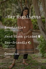 Sootisyahi 'Blushing Betel' Bagru Handblock Printed Pure Cotton Kurti