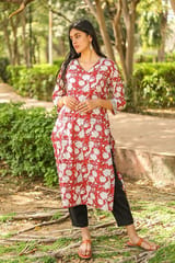 Sootisyahi 'Hidden Hibiscus' Azofree Handblock Printed Pure Cotton Kurti