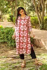 Sootisyahi 'Hidden Hibiscus' Azofree Handblock Printed Pure Cotton Kurti