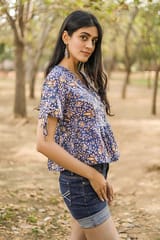 Sootisyahi 'Mystical Muse' Azofree Handblock Printed Pure Cotton Crop Top