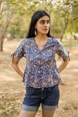 Sootisyahi 'Mystical Muse' Azofree Handblock Printed Pure Cotton Crop Top