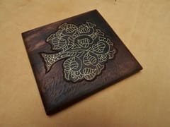 The Beehive India Brass Wire Tarkashi Tree of Life Coasters - Made of Siris/Walnut Wood