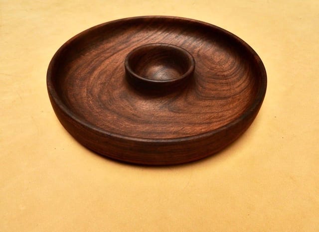 The Beehive India Small Chip & Dip Platter - Made of Sheesham/Rosewood