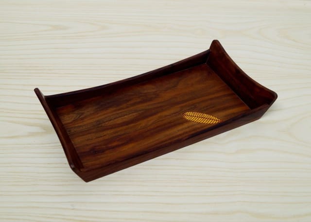 The Beehive India Small Sheesham/Rosewood Leaf Tray