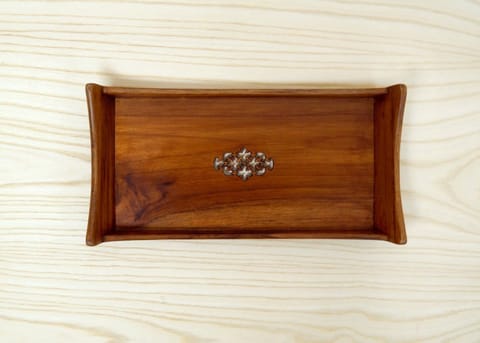 The Beehive India Small Comb Tray-Long Cutwork - Made of Teak Wood