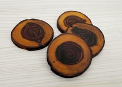 The Beehive India Raw & Organic Coasters - Made of Babool Wood Cross Section