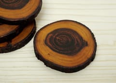 The Beehive India Raw & Organic Coasters - Made of Babool Wood Cross Section