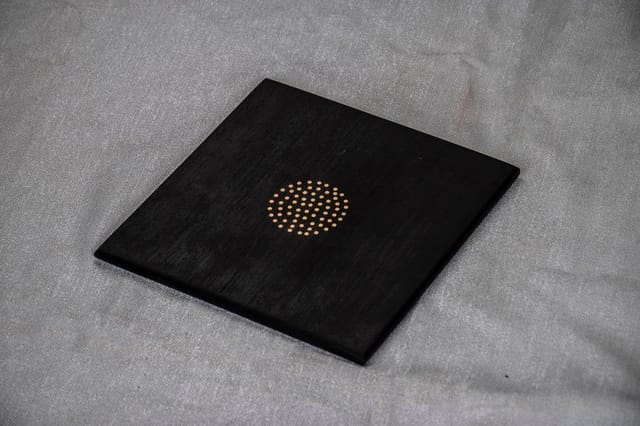 The Beehive India Brass Tarkashi Trivet - Made of Wenge Wood