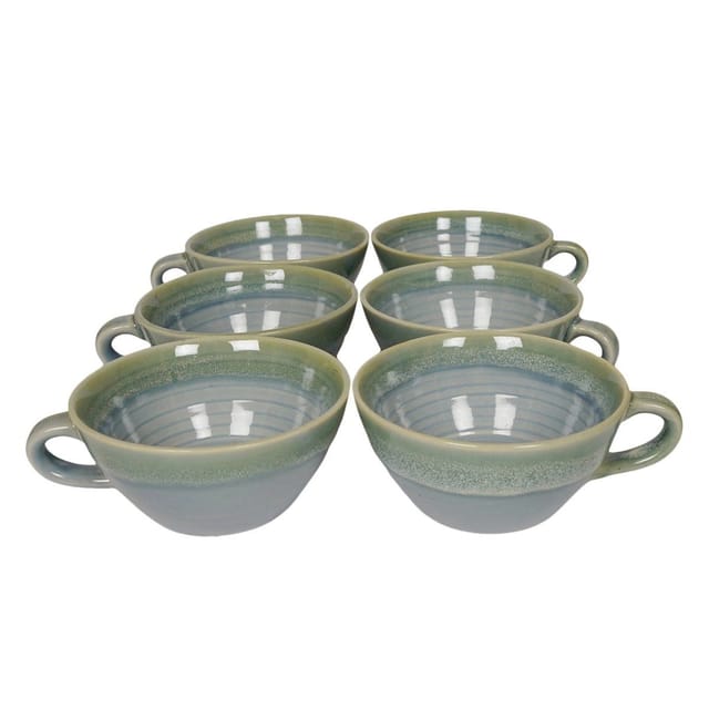 Country Clay-Soup Mug (Spiral, Aqua Green) - Set of 6 Made of Ceramic by Country Clay