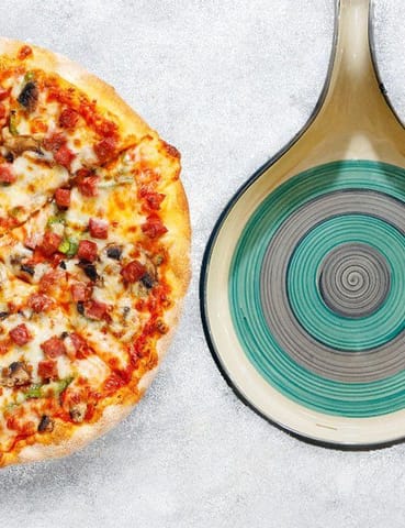 Country Clay-Pizza Pan (Teal and Grey) Made of Ceramic by Country Clay