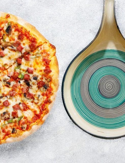 Country Clay-Pizza Pan (Teal and Grey) Made of Ceramic by Country Clay