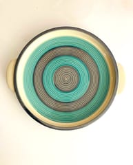Country Clay-Pizza Plate (Teal and Grey) Made of Ceramic by Country Clay