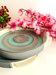 Country Clay-Pizza Plate (Teal and Grey) Made of Ceramic by Country Clay