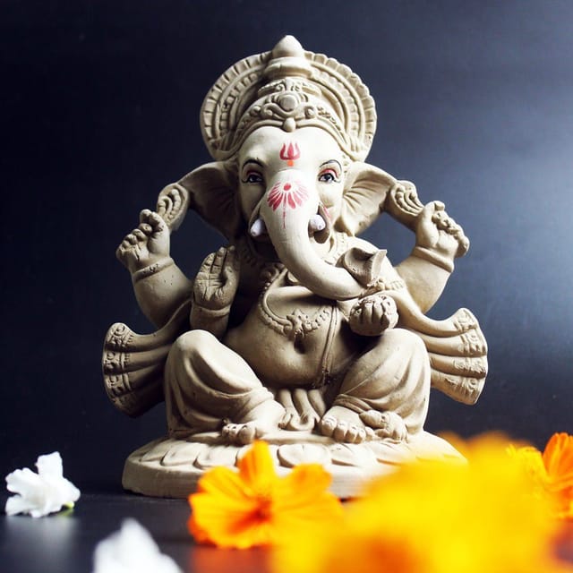 Craftlipi-Lord Ganesh | Eco Friendly - Water Soluble Ganpati Ji | Made of Pure Clay | By Craftlipi