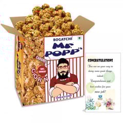 BOGATCHI  Mr.POPP's Crunchy  Caramel  Gourmet Popcorn, Best Congratulations Gift, 375g + FREE Congratulations Greeting Card