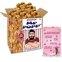 BOGATCHI  Mr.POPP's Chocolate Crunchy Caramel Popcorn, HandCrafted Gourmet Popcorn, Best Anniversary Gift for Couple, 375g + FREE Happy Anniversary Greeting Card