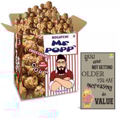 BOGATCHI  Mr.POPP's Chocolate Crunchy Caramel Popcorn, HandCrafted Gourmet Popcorn, Best Birthday Gift for Mother , 375g + FREE Happy Birthday Greeting Card