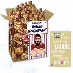 BOGATCHI Mr.POPP's Chocolate Crunchy Caramel Popcorn, HandCrafted Gourmet Popcorn, Perfect Birthday Gift for Boy, 375g + FREE Happy Birthday Greeting Card