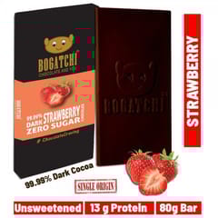 BOGATCHI Vegan Dark Chocolate STRAWBERRY | 99.99% Dark | Gluten FREE, 80 gm
