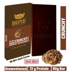 BOGATCHI  Vegan Dark Chocolate | 99.99% Dark | CRUNCHY | Gluten FREE, 80 gm