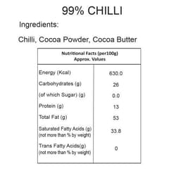 BOGATCHI  Vegan Dark  Chocolate | 99.99% Dark | CHILLI | Gluten FREE, 80 gm