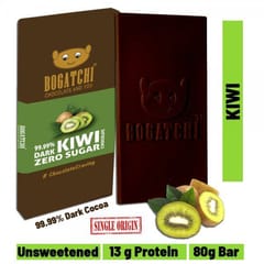 BOGATCHI  Vegan Dark  Chocolate | 99.99% Dark | KIWI | Gluten FREE, 80 gm