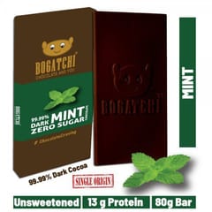 BOGATCHI  Vegan  Dark Chocolate | 99.99% Dark | MINT | Gluten FREE, 80 gm