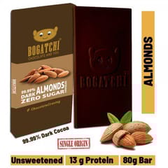 BOGATCHI  99.99% Dark Chocolate ALMONDS | Vegan Dark  Chocolate | Gluten FREE, 80 gm