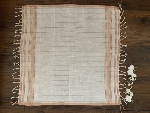 India Art Craft - Organic Cotton Handcrafted Table Napkins - Brown & White