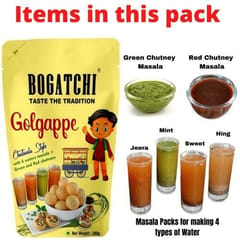 BOGATCHI Ready to Fry Atta Golgappe with 4 Waters Masala & Green & Red Chutneys , 200g