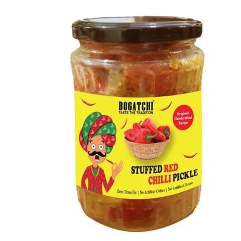 BOGATCHI Stuffed Red Chilli Pickle  | No Preservatives |  | 500g