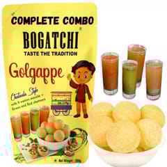 BOGATCHI Ready to Fry Atta Golgappe with 4 Waters Masala & Green & Red Chutneys , 200g