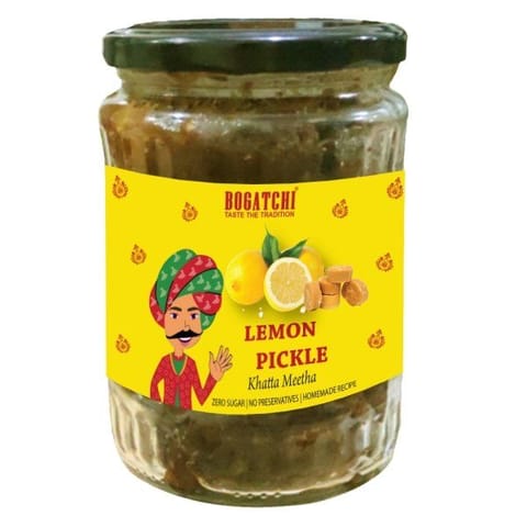 BOGATCHI Lemon Pickle - Khatta Meetha Flavor|  | Natural Ingredients | 500g