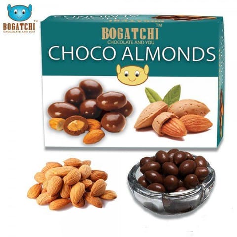 BOGATCHI Chocolate Coated Almonds, Rich Dark Chocolate Coated Dry Fruits,  100 grams